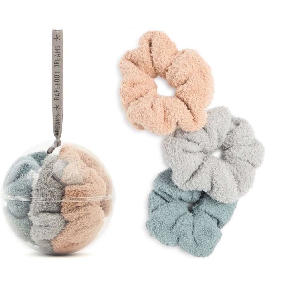 NWT Barefoot Dreams CozyChic scrunchies:DesertAsh/Faded Jade/SoftCamel